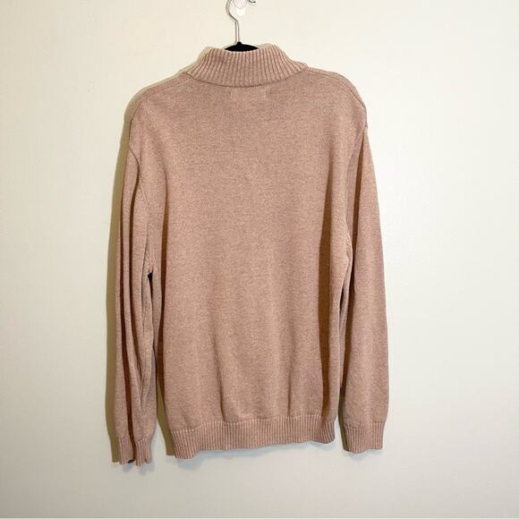U.S. Polo Assn. Men's Tan 1/4 Zip Stand-Up Collar Long Sleeve Ribbed Sweater XXL - Picture 4 of 16